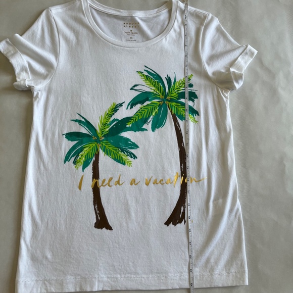 Kate Spade "I need a vacation" Palm Tree Leaves Cotton Casual T-shirt Top - Picture 7 of 9